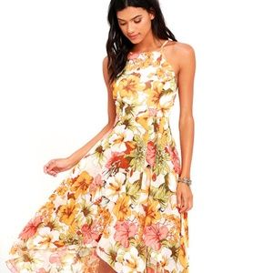 BLUSH FLORAL PRINT HIGH-LOW DRESS